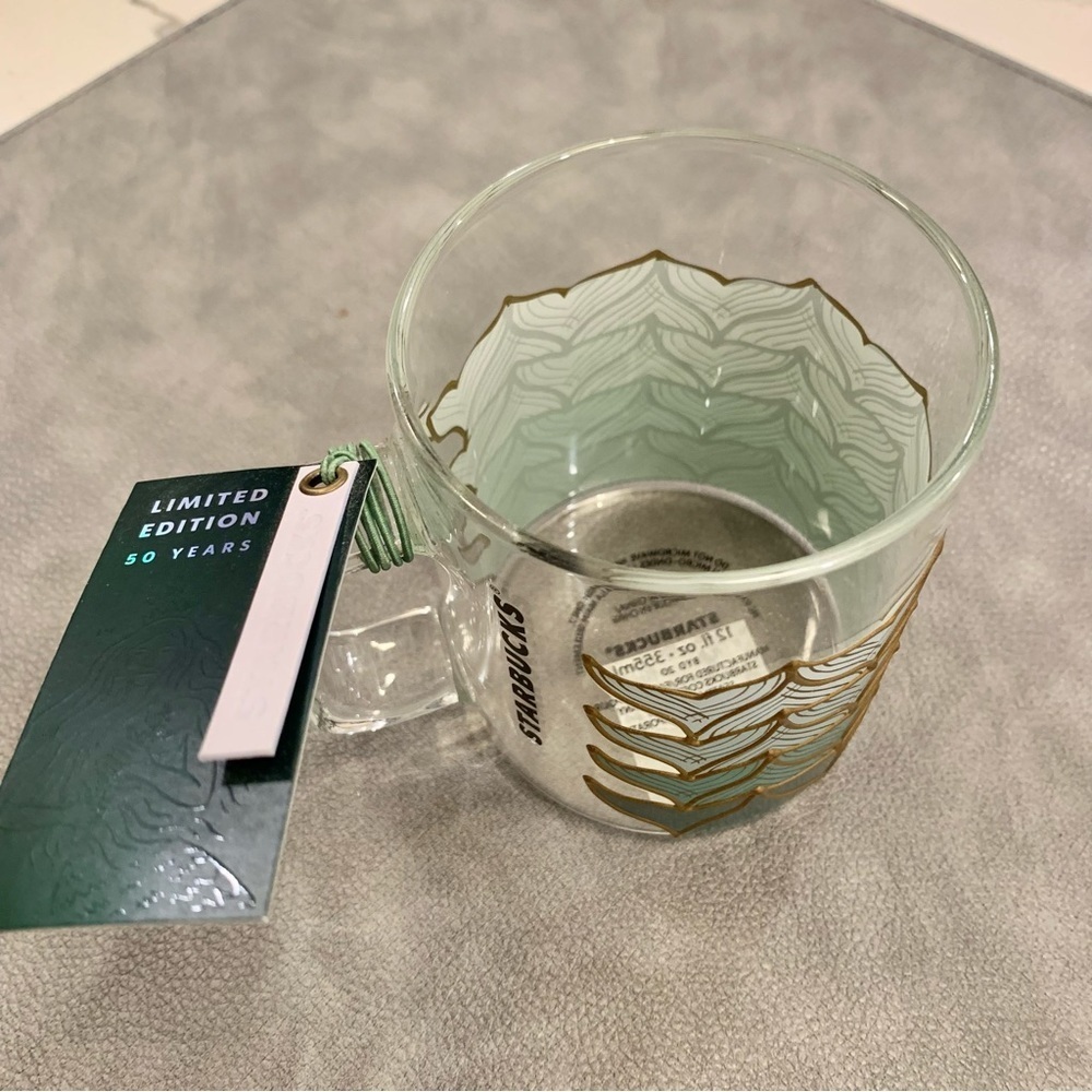 🧜♀️ Starbucks 50th Anniversary Siren Mermaid Tail Pattern Glass Mug Cup - Picture 2 of 3